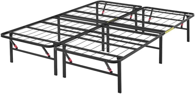 Black Foldable Metal Bed Frame with Storage - Full Size, 14