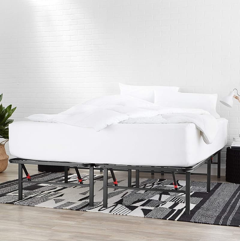 Black Foldable Metal Bed Frame with Storage - Full Size, 14