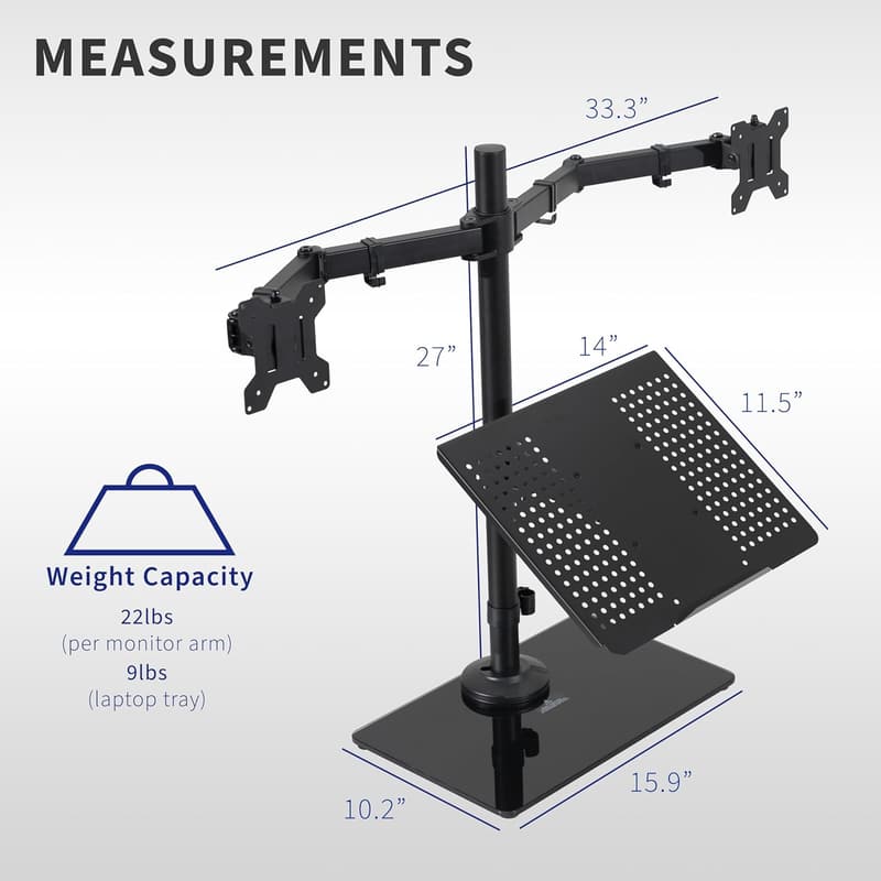 Freestanding Dual Monitor & Laptop Stand for 32