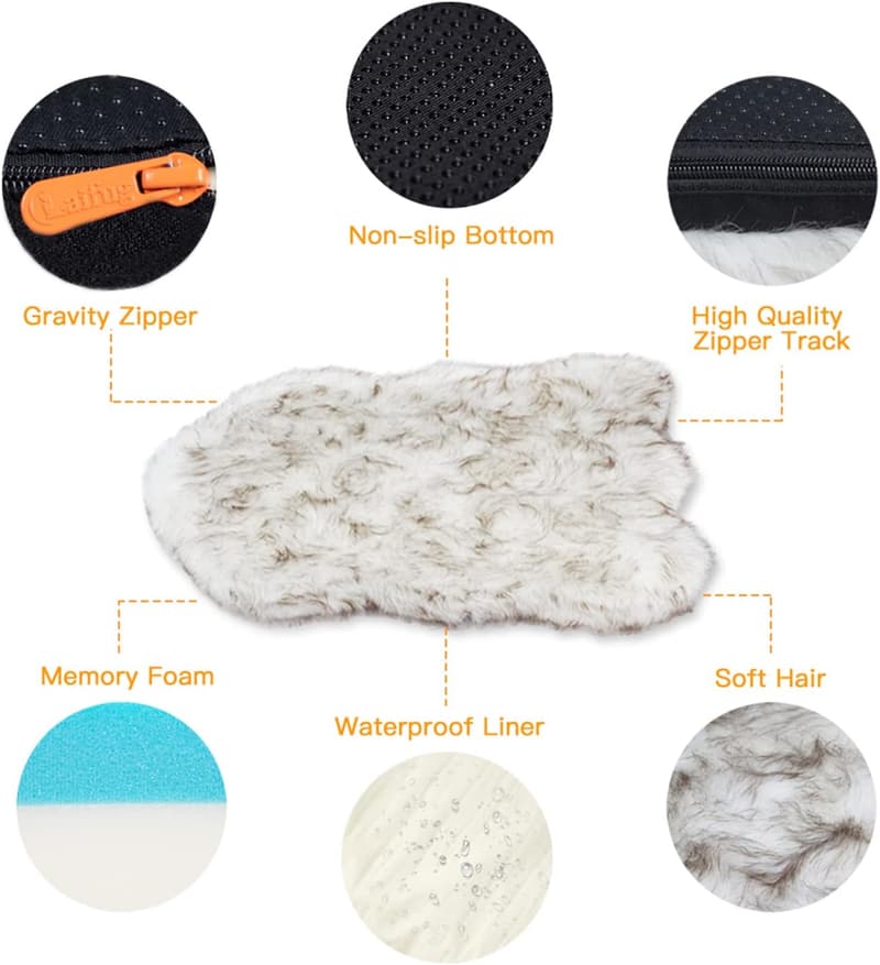 Luxury Faux Fur Dog Bed with 5