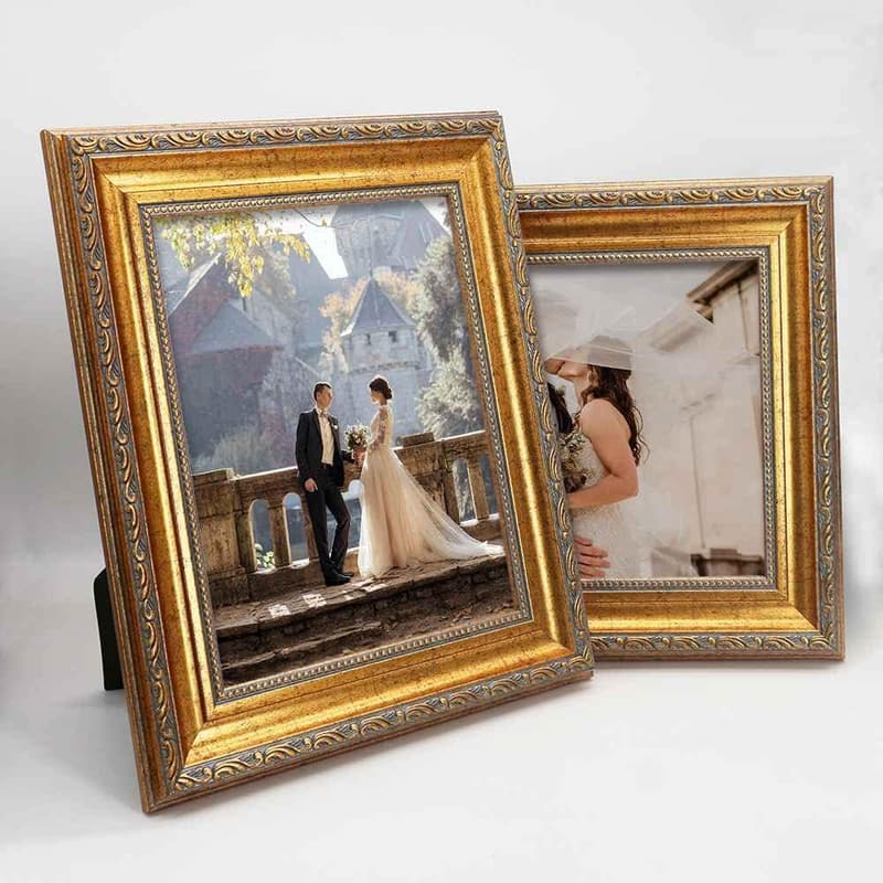 Antique Gold Photo Frames 2-Pack 8x10 for Weddings and Decor