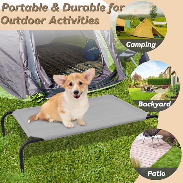 Elevated Dog Bed for Small Pets - Sturdy, Easy Clean, 33-Inch Grey