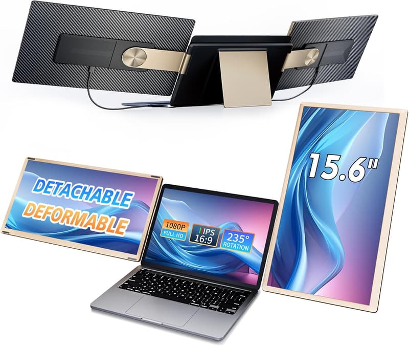 FHD 1080P Triple Laptop Screen Extender with Speakers