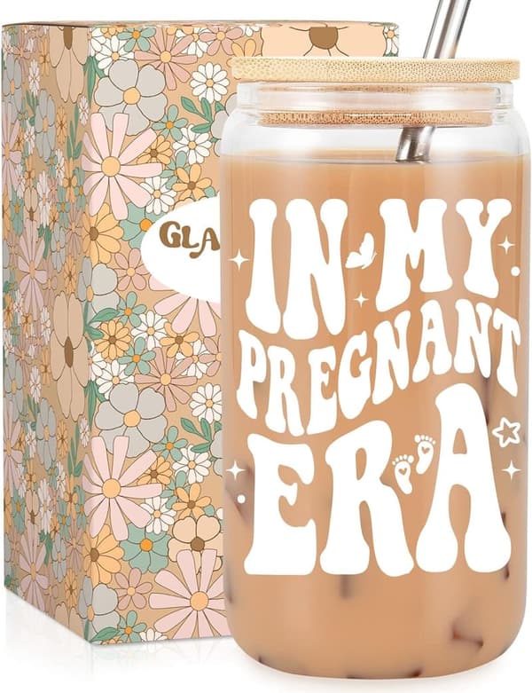 Pregnancy Gift: Cute 16 oz Iced Coffee Cup for Moms