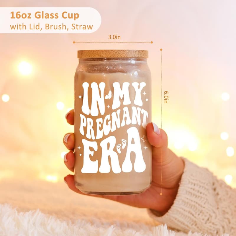 Pregnancy Gift: Cute 16 oz Iced Coffee Cup for Moms