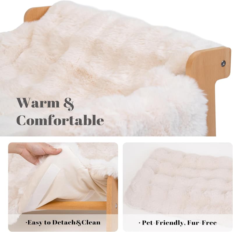 Indoor Cat Sofa with Removable Fluffy Cover - Off-White