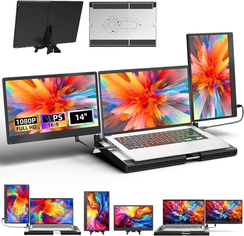 Portable Triple Screen Laptop Monitor - 14