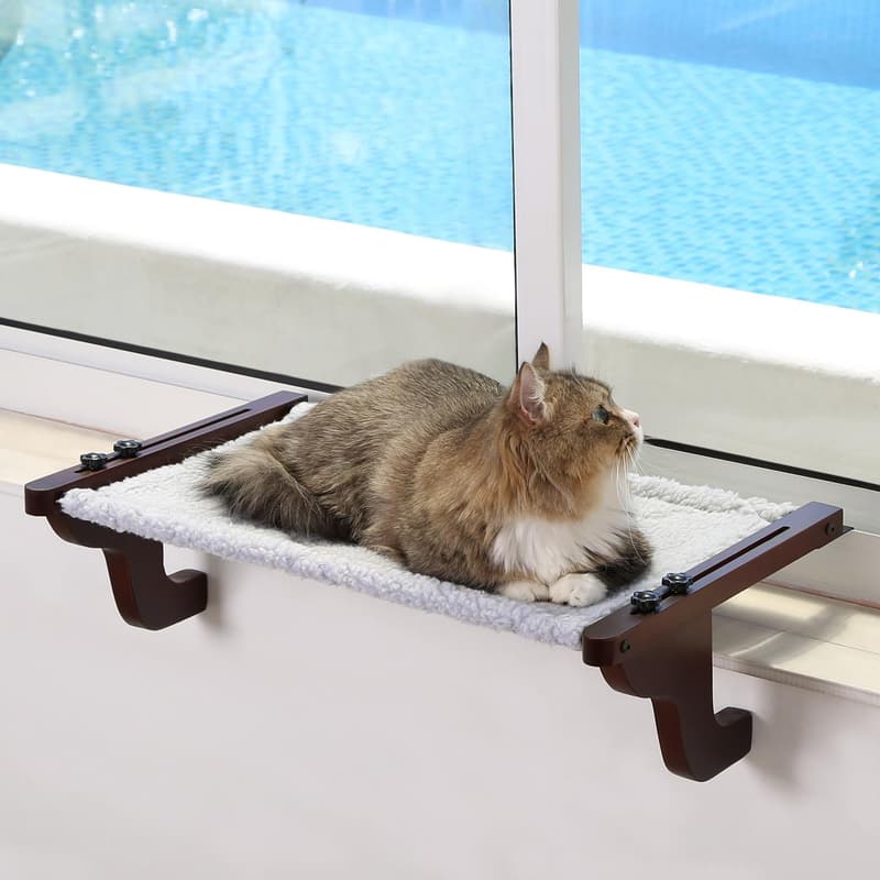 Window Cat Perch Hammock - Premium Wood & Metal Frame