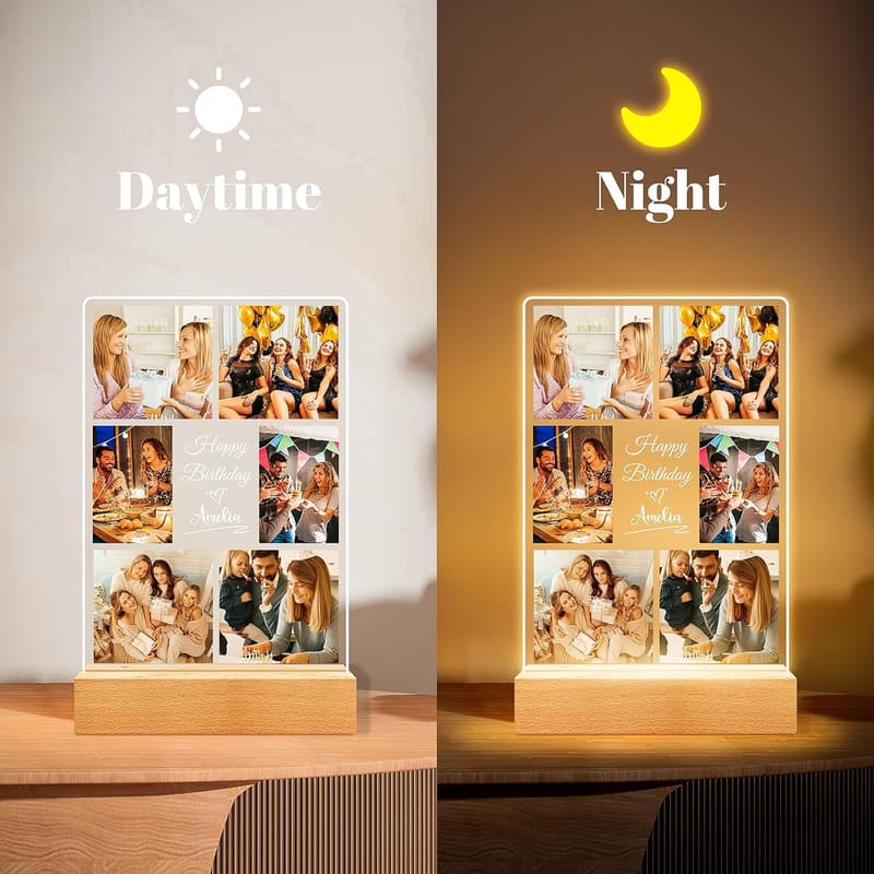 Personalized Collage Photo Frame with Night Light for Friends