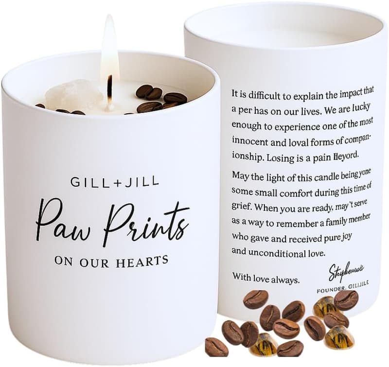 Pet Memorial Candle with Natural Soy Wax and Crystals