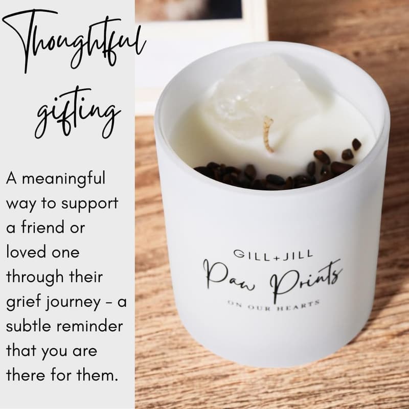 Pet Memorial Candle with Natural Soy Wax and Crystals
