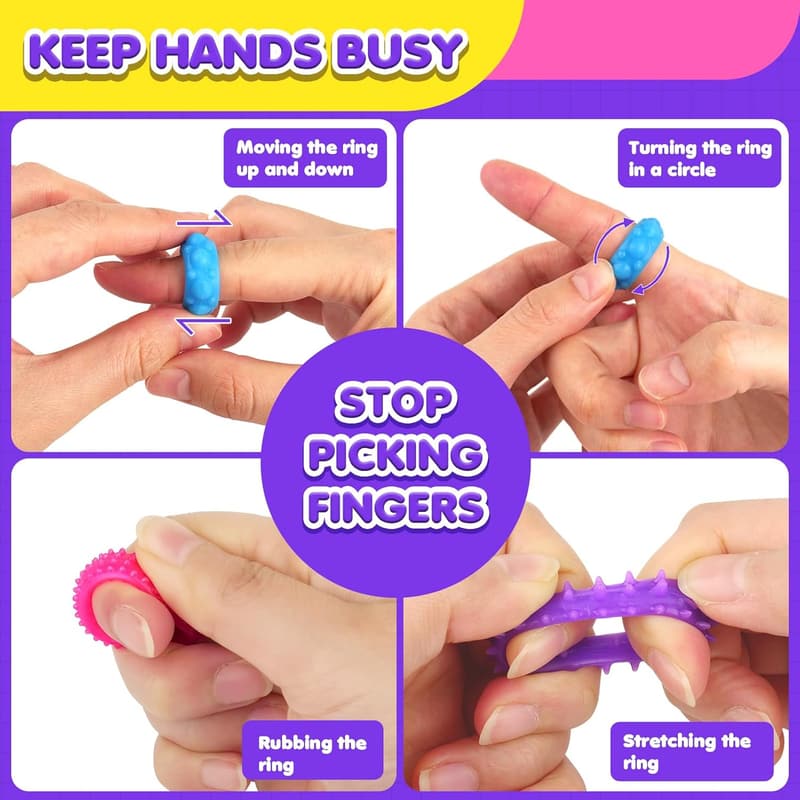 Sensory Rings Fidget Toys for Kids - 18 Pack