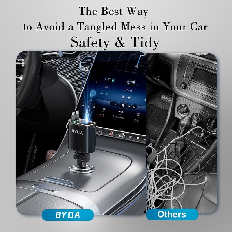4-in-1 69W Fast Car Charger with Starry Light