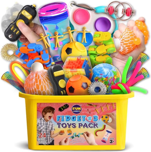 Sensory Fidget Toy Pack for Kids Age 7-12 - Portable Storage Box