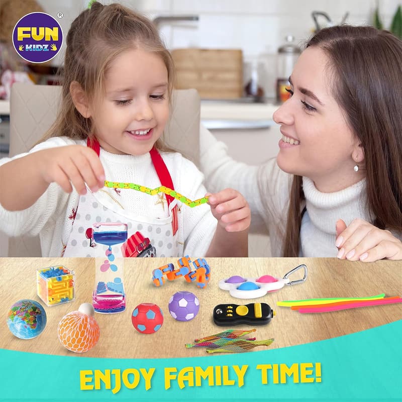 Sensory Fidget Toy Pack for Kids Age 7-12 - Portable Storage Box