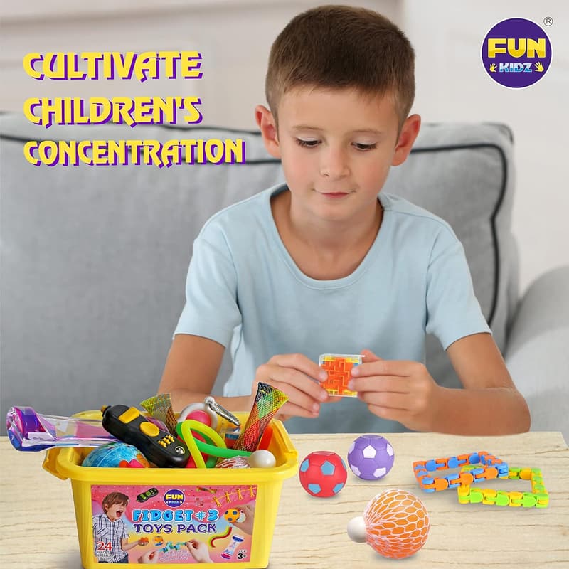 Sensory Fidget Toy Pack for Kids Age 7-12 - Portable Storage Box