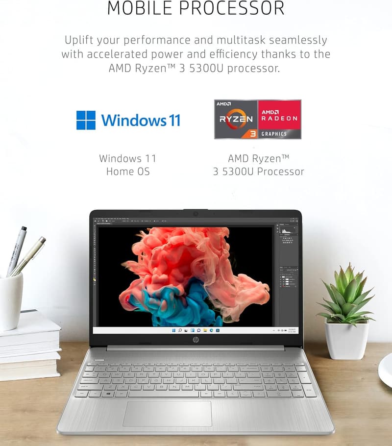 HP 15 Laptop - Ryzen 3, 8GB RAM, 256GB SSD, 15.6