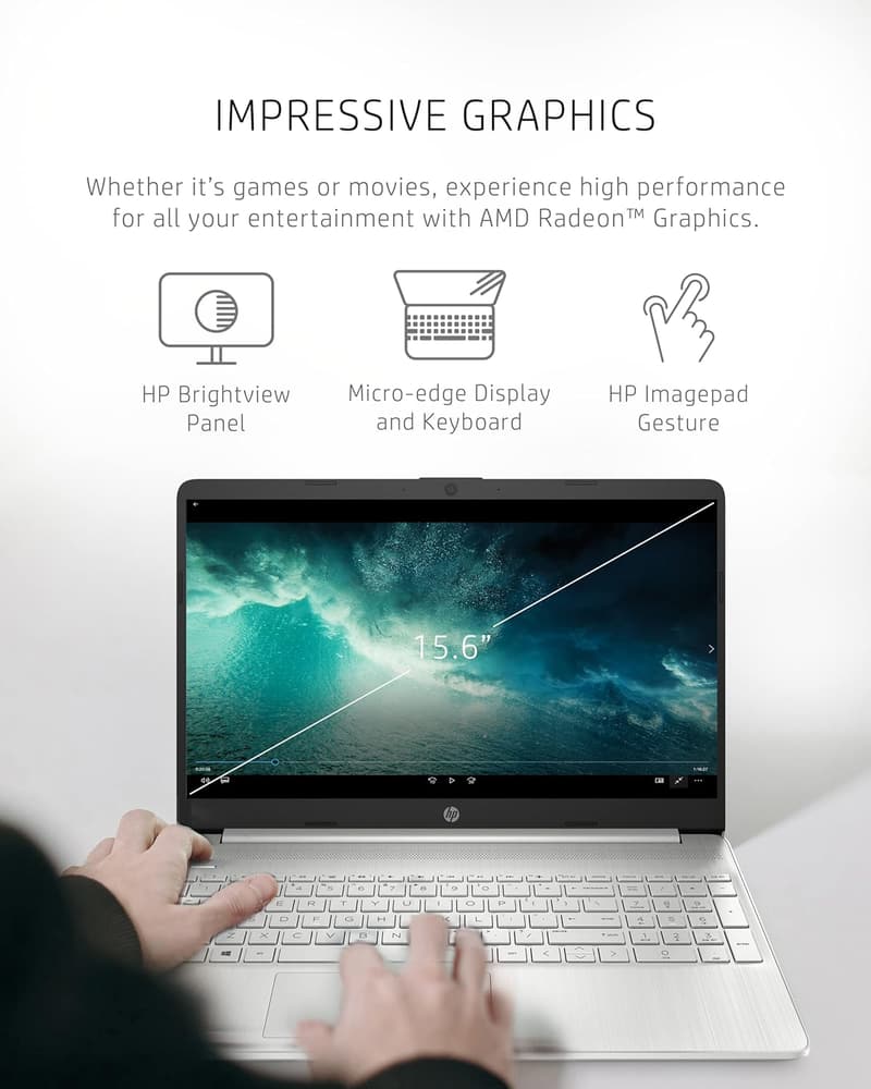 HP 15 Laptop - Ryzen 3, 8GB RAM, 256GB SSD, 15.6