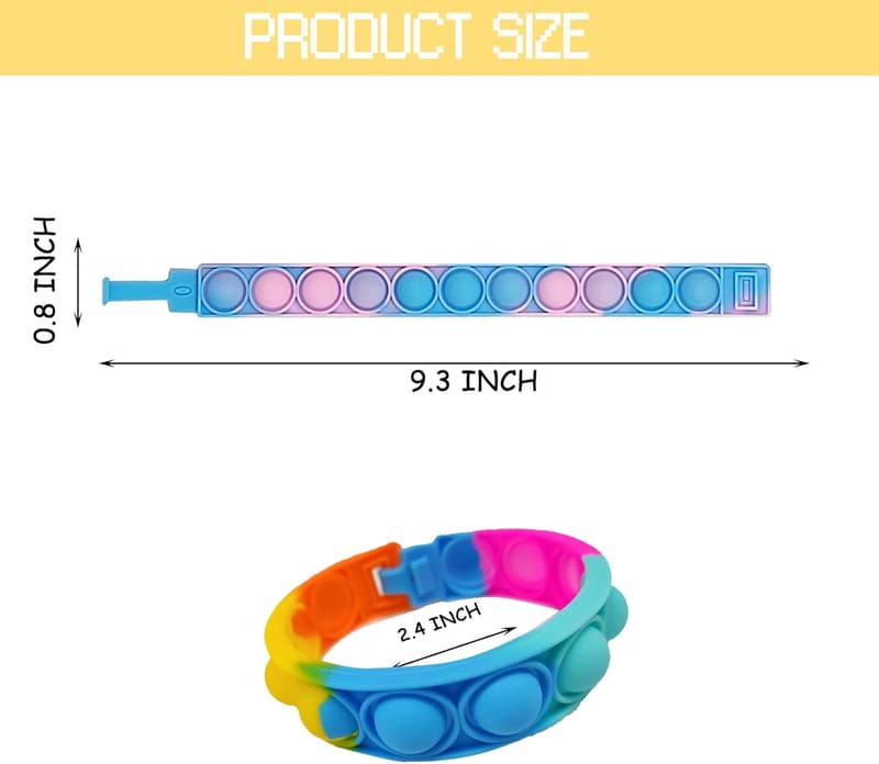 Party Favor Fidget Bubble Bracelets - 120 Pcs Silicone Wristbands