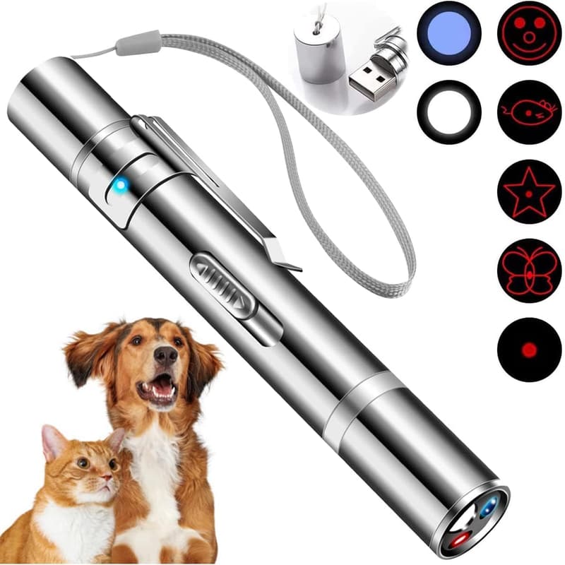 Interactive Laser Cat Toy with 5 Adjustable Patterns and USB Recharge