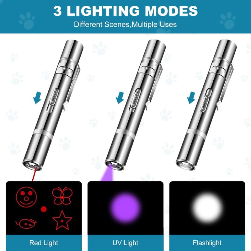 Interactive Laser Cat Toy with 5 Adjustable Patterns and USB Recharge