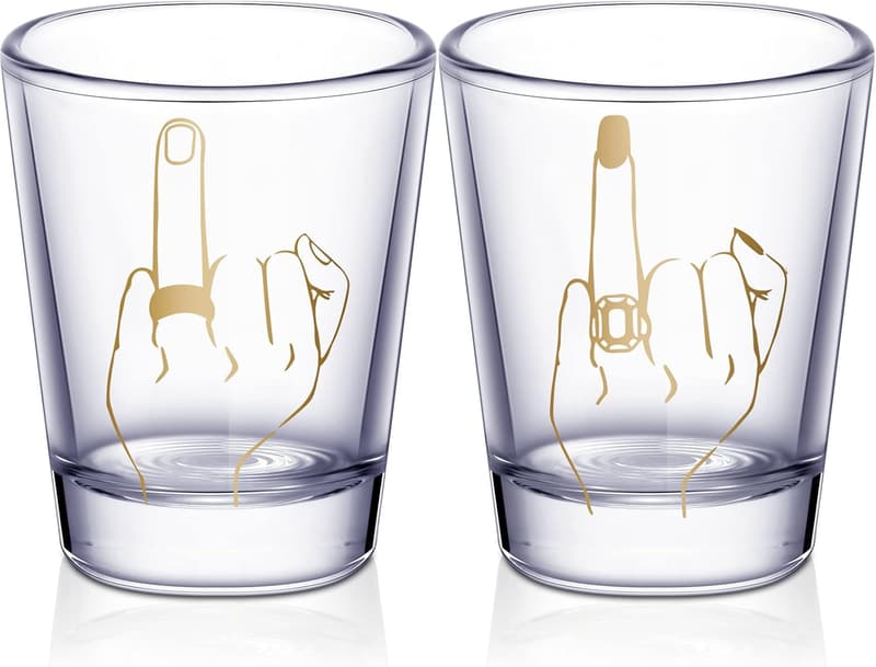 Mr. and Mrs. Stemless Wine Glasses - 2 oz Wedding Gifts for Couples