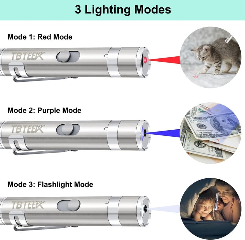 USB Rechargeable Interactive Cat Toy with 3 Light Modes