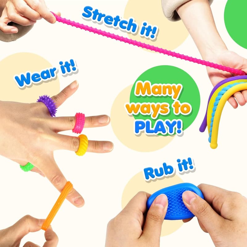 Kids' Fidget Sensory Toy Pack: 26 Squishy Textured Fidgets