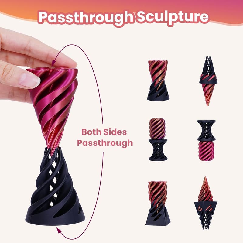 3D Printed Spiral Cone Fidget Toy for Anxiety Relief (Purple Gold)
