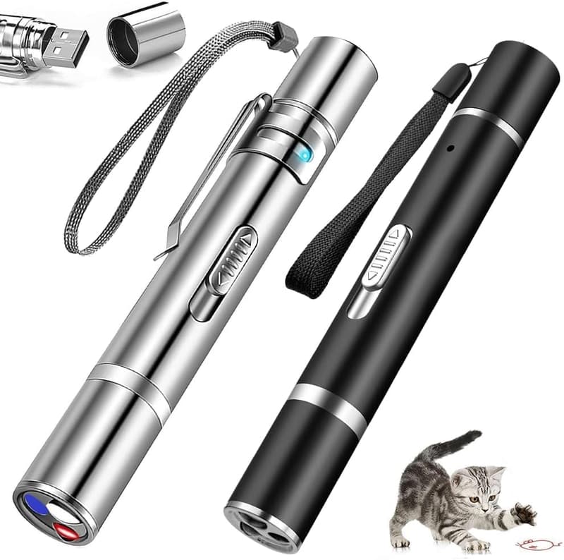 Interactive Laser Pointer Cat Toy - 5 Modes for Indoor Play (2 Pcs)
