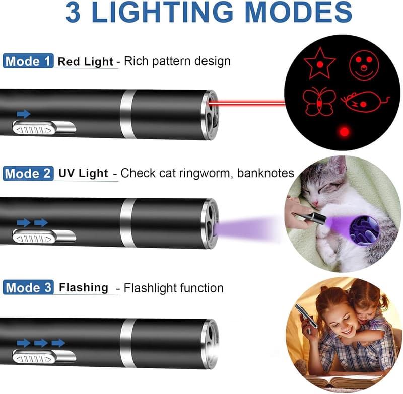 Interactive Laser Pointer Cat Toy - 5 Modes for Indoor Play (2 Pcs)