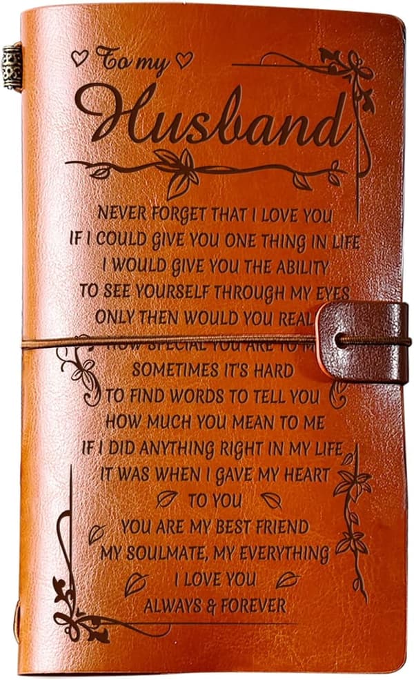Husband's Leather Journal - 140 Pages, Valentine's & Anniversary Gift