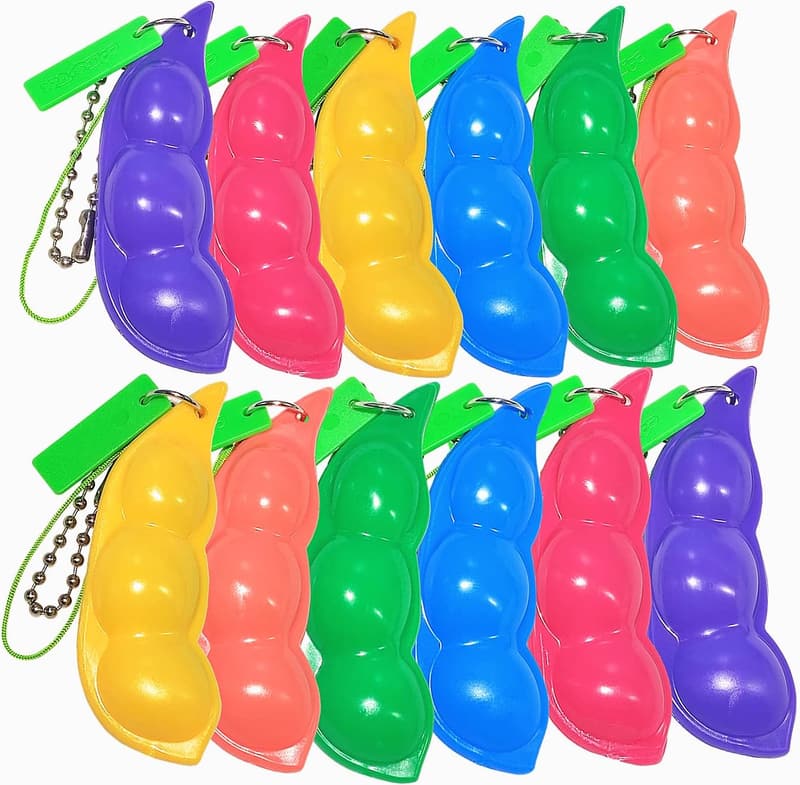 12PCS Pea Pod Fidget Keychains for Stress Relief