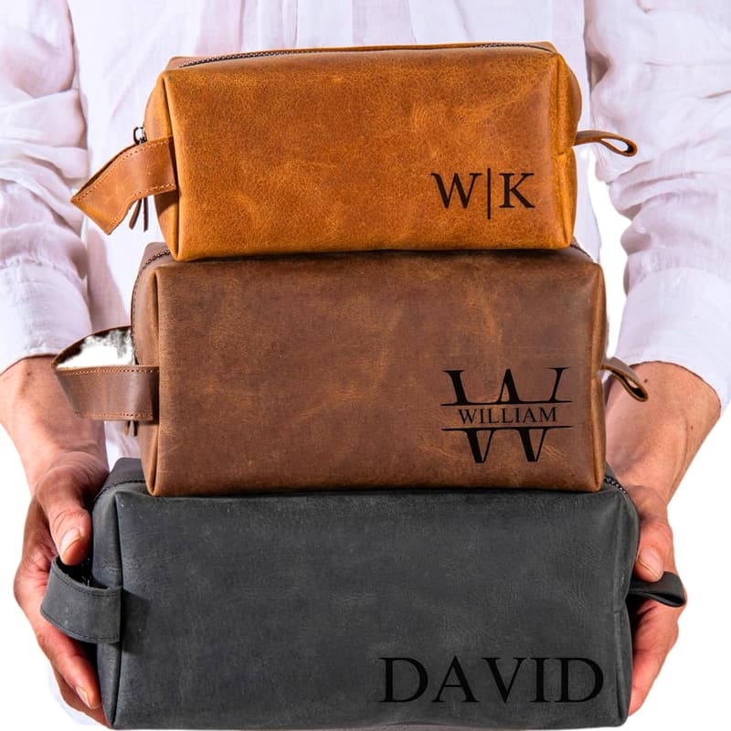Personalized Leather Dopp Kit for Men - Ideal Gift for Him