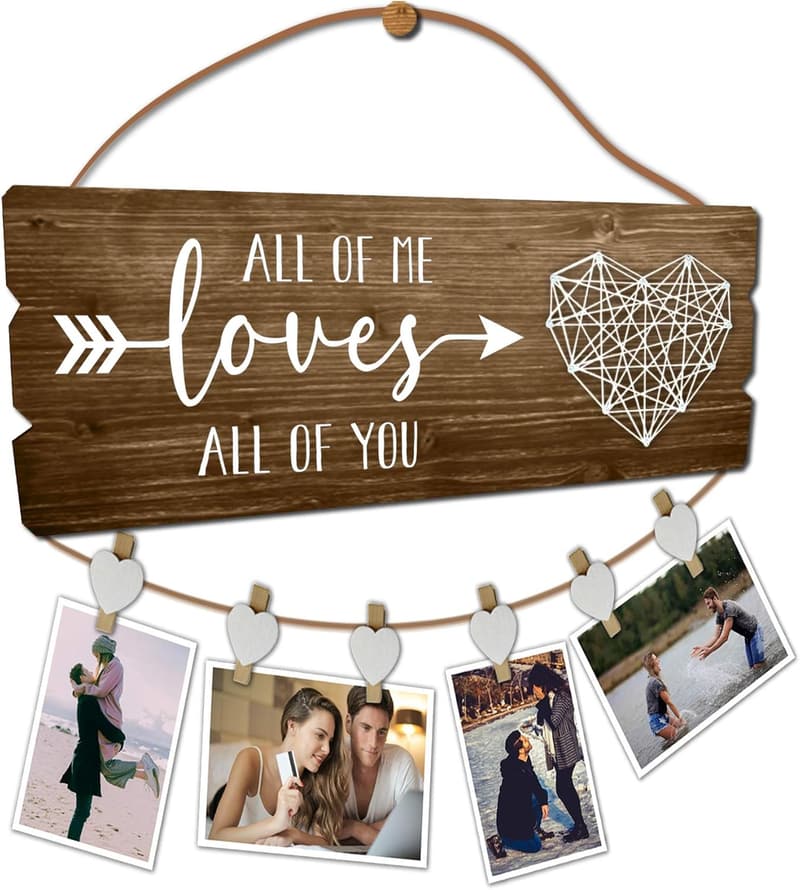 Couples' Photo Holder with 6 Heart Clips - All of Me Loves All of You