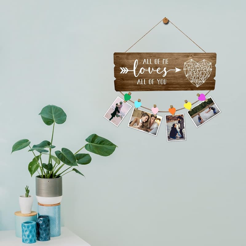 Couples' Photo Holder with 6 Heart Clips - All of Me Loves All of You