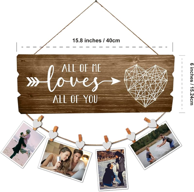 Couples' Photo Holder with 6 Heart Clips - All of Me Loves All of You