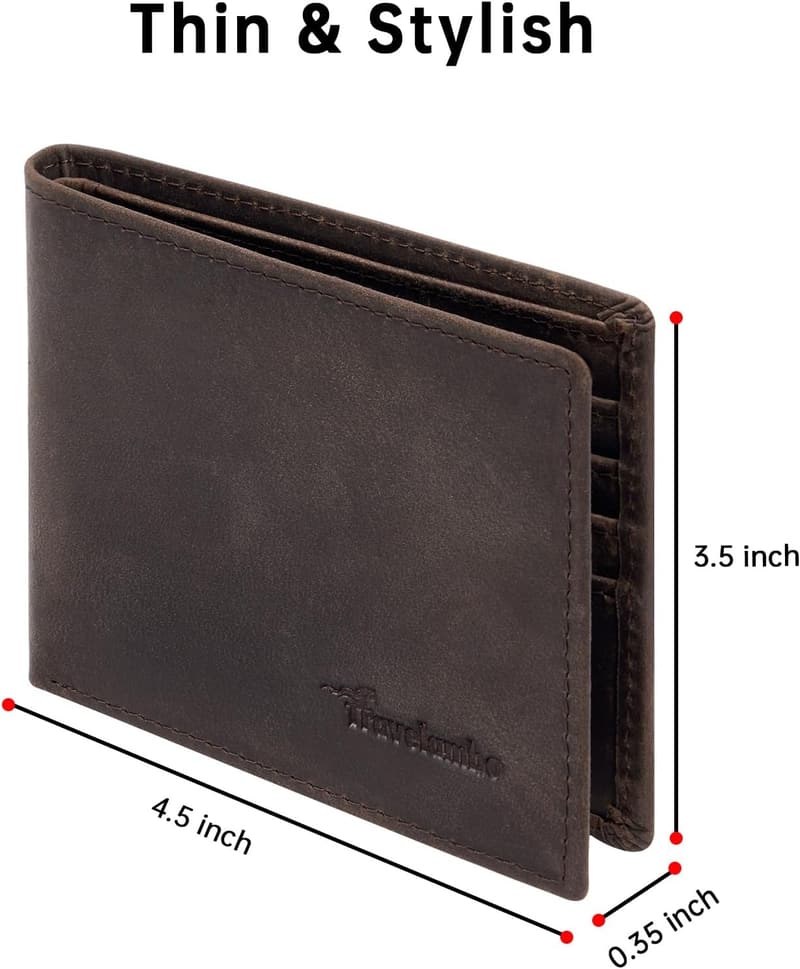 Slim RFID Blocking Real Leather Bifold Wallet for Men - Gift Boxed