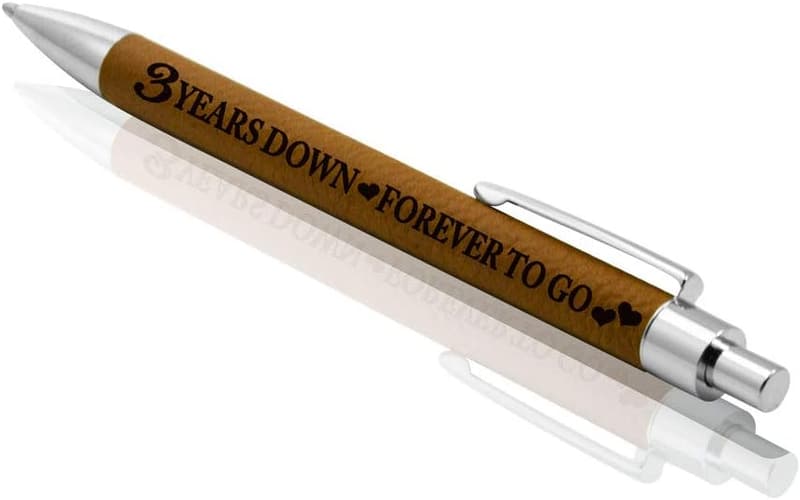 3rd Anniversary Engraved Leather Pen for Couples