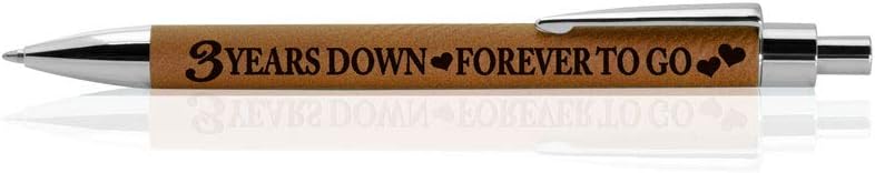 3rd Anniversary Engraved Leather Pen for Couples