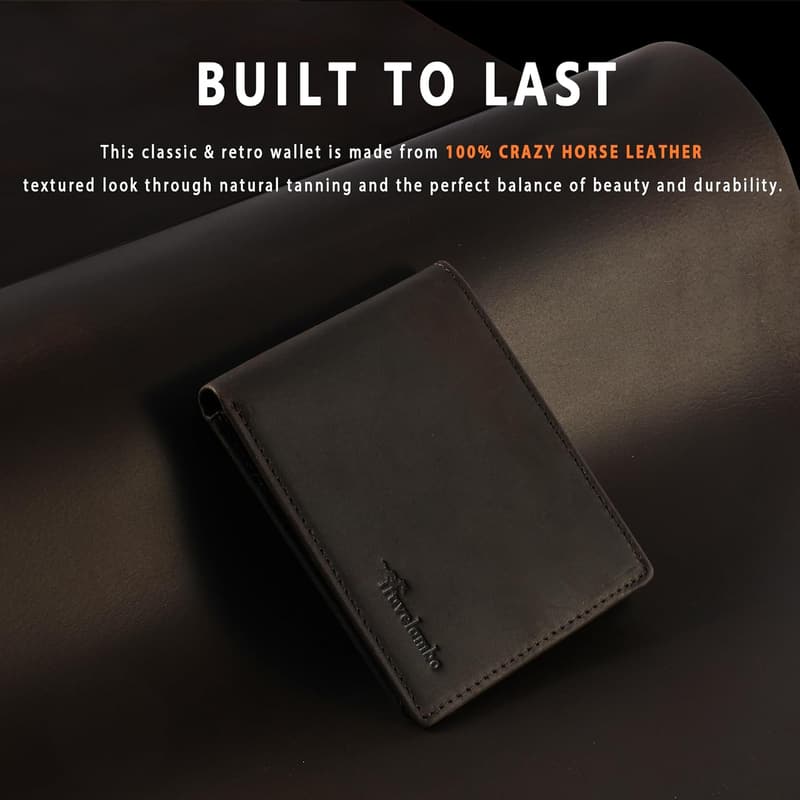 Handmade Bifold RFID Leather Wallet for Men with Gift Box