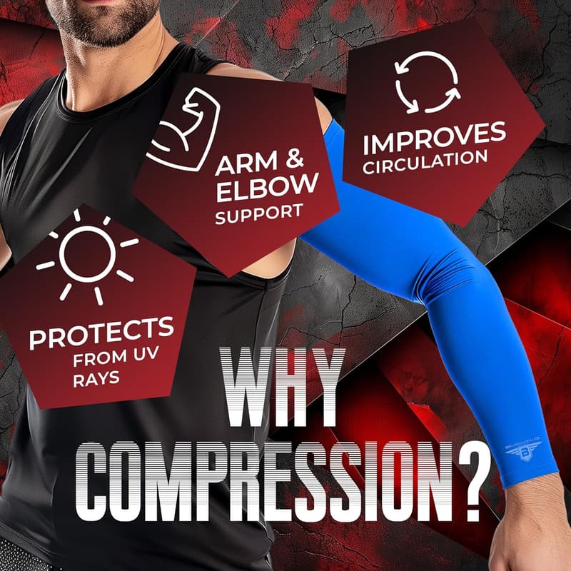 Solid Color Compression Arm Sleeves for Youth & Adults (1 Pair)