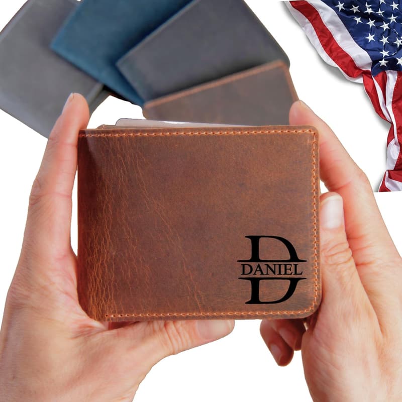 Personalized Top Grain Leather Wallet for Men - Ideal Father's Day Gift