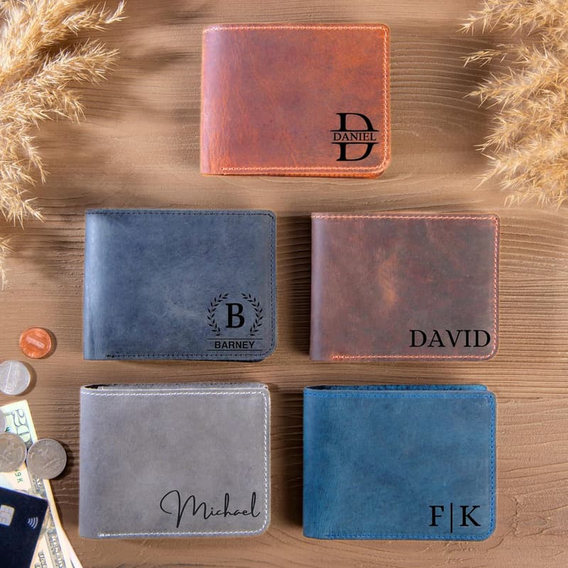 Personalized Top Grain Leather Wallet for Men - Ideal Father's Day Gift