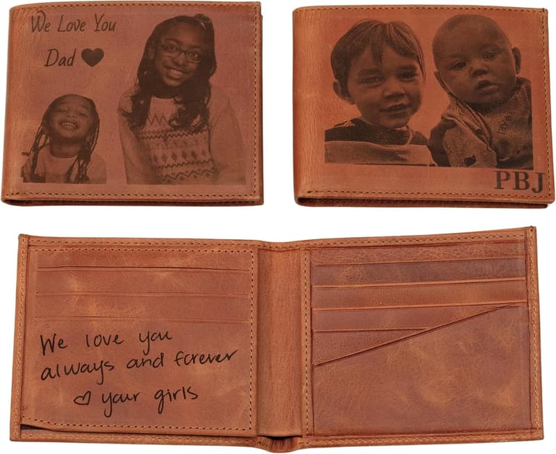 Customizable Brown Leather Bifold Wallet for Men