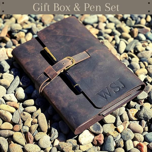 Personalized Leather Journal Gift Set for Men & Women