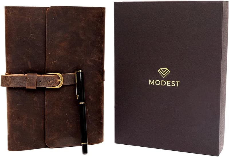 Personalized Leather Journal Gift Set for Men & Women