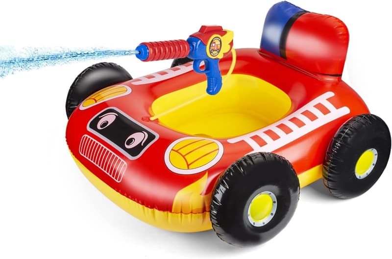 Fire Truck Pool Float with Water Gun for Kids Ages 4-8