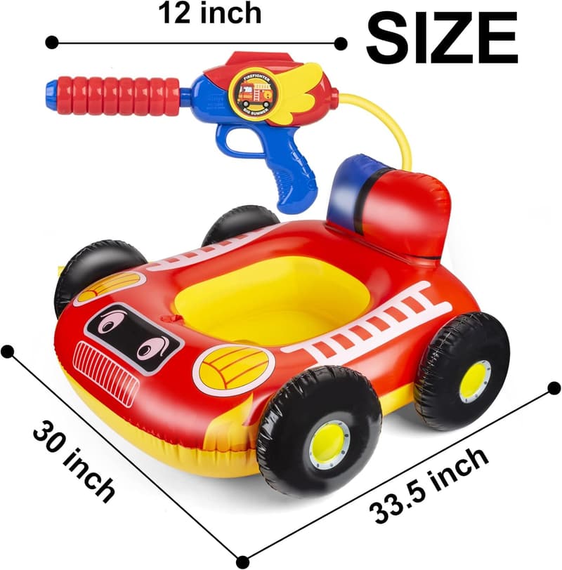 Fire Truck Pool Float with Water Gun for Kids Ages 4-8