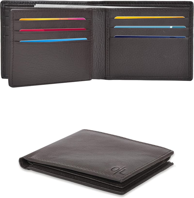 Men's RFID Bifold Leather Wallet - Slim Minimalist Design
